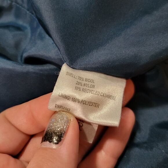 Calvin Klein Black 8P Wool Dressy Business Casual Lined Pea Coat Jacket - Picture 6 of 7